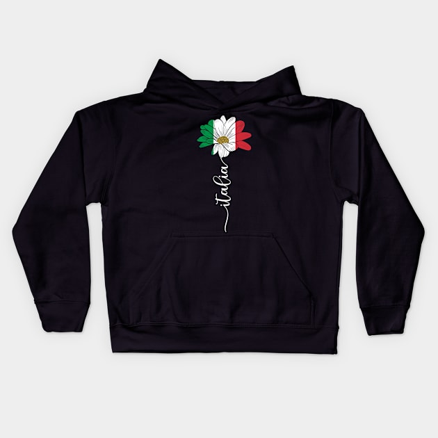 Vintage Italia Sunflower Flag Italia Lover Kids Hoodie by Sandra Holloman